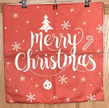 Set of 2 Holiday Throw Pillow Covers Red & White 18x18