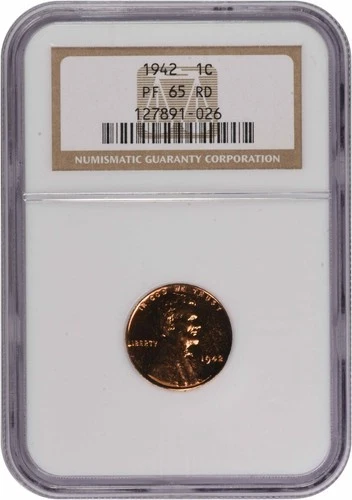1942 Lincoln Cent PR65RD NGC