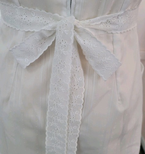 Vintage 60er 70er weiß Tennis Minikleid S Ösen Bindeband Taillentaschen makellos adrett - Bild 7 von 15