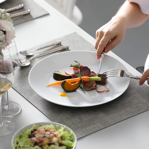 24-teiliges Gourmet Porzellan Geschirrset, Modern Weiß Rund Geschirrset für 6... - Bild 7 von 7
