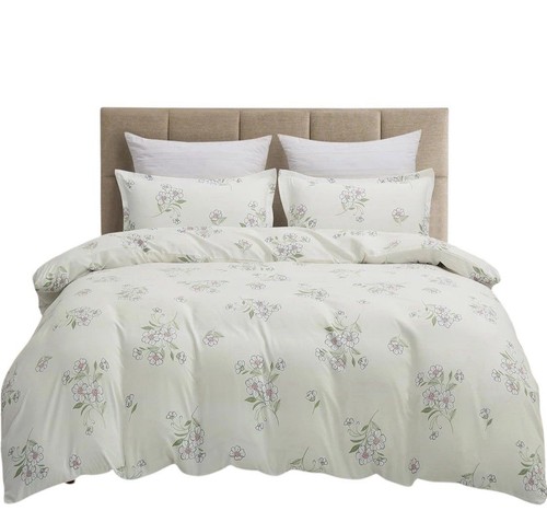 8HMoon 2Piece White Floral Duvet Cover Set 1x Pillow Sham 1x Duvet Cover Twin