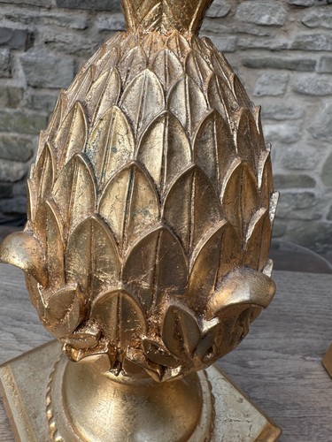 Antique Style Gold Pineapple Table Lamp Hollywood Regency Lighting - Picture 19 of 21