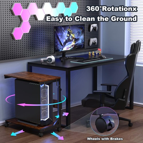 Height Adjustable Computer Tower Stand with Charge Station and USB Charging P... - Afbeelding 3 van 8