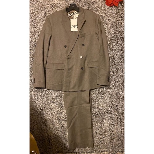 ZARA women’s Double-Breasted Wool Suit Brown Size M 2 Piece - Bild 2 von 15