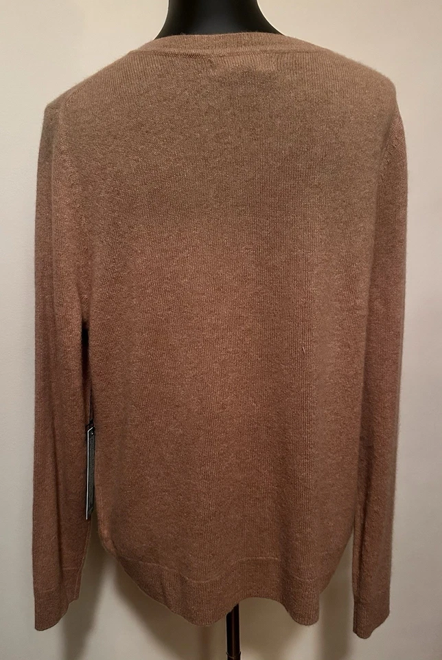 Nuevo con etiquetas Suéter Pullover Tahari 100% 2 Capas Cachemira Cuello en V Camel Talla XL Foto 4 de 4