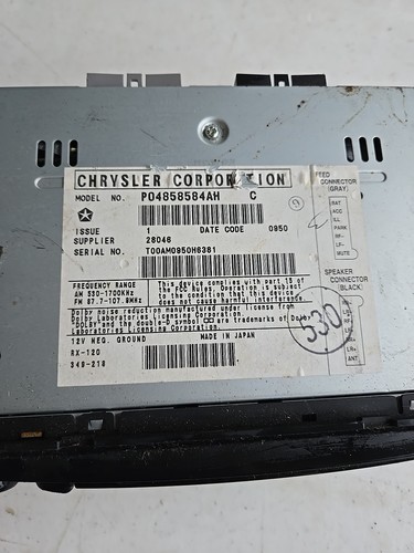 98-03 Dodge Chrysler Jeep Radio Cassette Player OEM P04858584AH UNTESTED - Picture 4 of 6