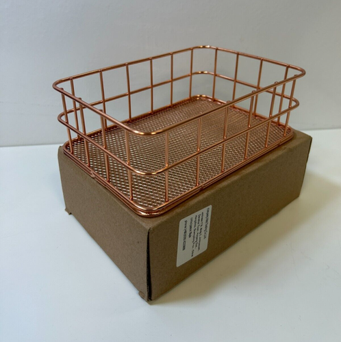 (NEW) Rose Gold Mesh Wire Storage Basket - Organiser / Desk Tidy - Small - Picture 5 of 9