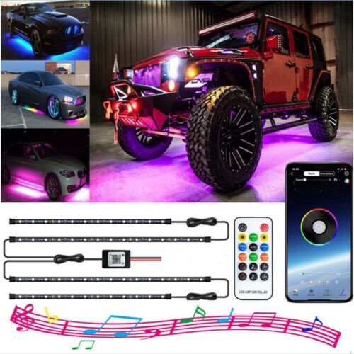 Auto LED Unterbodenbeleuchtung X4 RGB Neon Underglow Atmosphäre Lichtleiste App - Bild 2 von 12