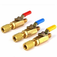 R134a R410a Straight Ball Valve Adapter 1x/3x For A/C Charging Hoses 1/4'' AC