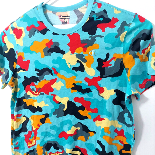 Champion Shirt Womens XL Multicolor Camo Short Sleeve Puzzle Design Colorful - Picture 2 of 12