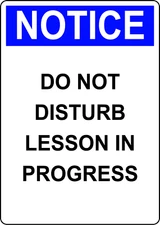 NOTICE DO NOT DISTURB LESSON IN PROGRESS | Adhesive Vinyl Sign Decal
