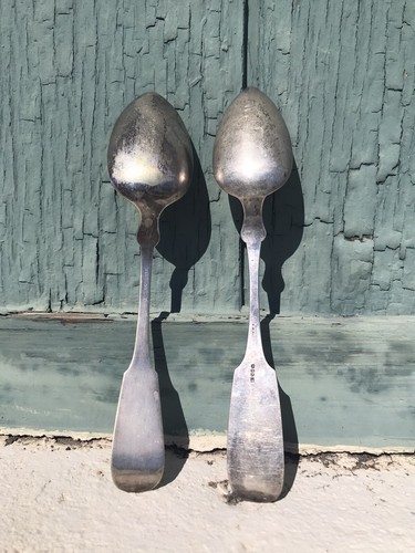 Early American Coin Silver Large Spoon Fiddle Hallmark 1800’s Yale University X2 - Picture 2 of 5