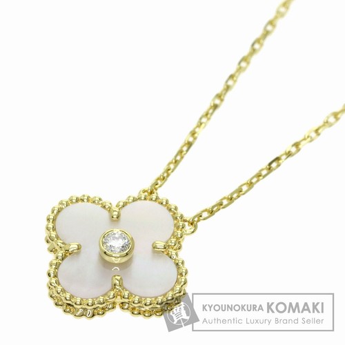 Van Cleef Arpels Alhambra Shell Diamond Necklace K18 Yellow Gold ...