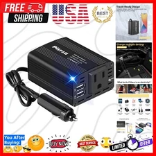 150W Car Power Inverter DC 12v to 110v, AC Plug Adapter Outlet Converter, Car