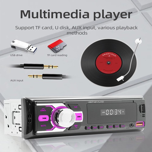 US 1Din Car LCD Bluetooth MP3 Player Stereo In-Dash USB TF AUX Remote Control - Picture 7 of 8