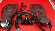 TUSA Powerview Adult Black/Ocean Green Mask/Snorkel/Fins Travel Set UP-2521B-OG