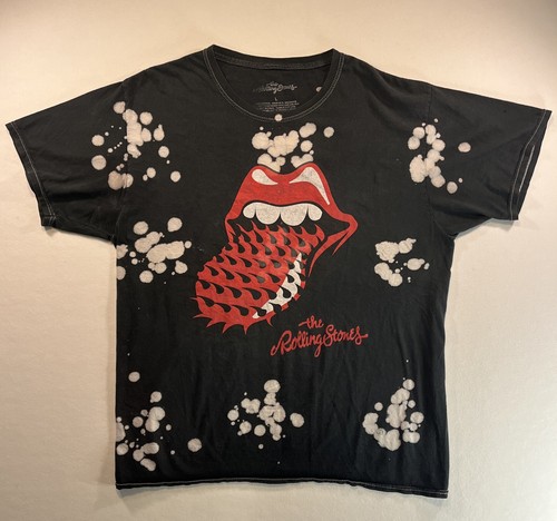 Rolling Stones Lick Tongue Bleach Splatter T-Shirt Größe Large 100% Baumwolle Rock - Bild 1 von 17