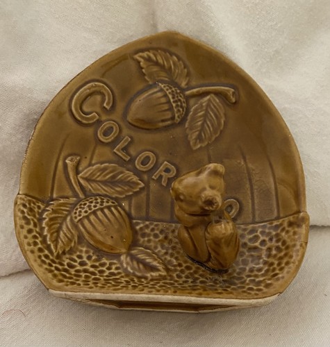 VINTAGE ESTATE FIND Brown Colorado W/Cute Squirrel & Nuts *NUT DISH * ASHTRAY - Picture 4 of 7