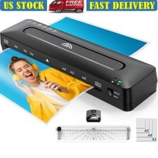 A3 Laminator Machine Cold Thermal Anti-Jam High Speed W/ Cutter & Sheets Durable