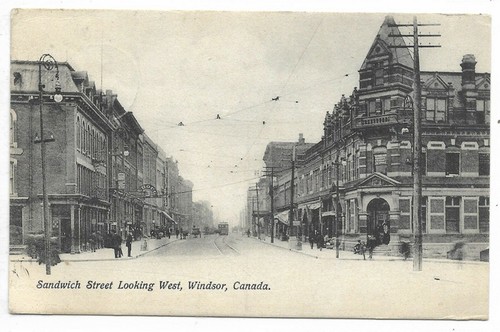 Postal Windsor ON Sandwich Street mirando hacia el oeste con Windsor Dúplex 1966 Cancelar - Imagen 2 de 4