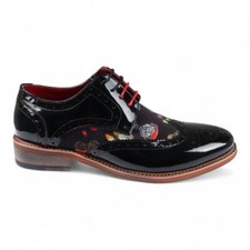 Justin Reess Men's Butterfly Print Patent Leather Brogue Shoes - Julius