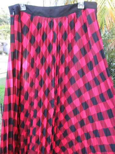 NEW York Company Plaid Pleated Maxi Skirt 1X Red Black Lined Zip Closure NEW - Bild 2 von 8
