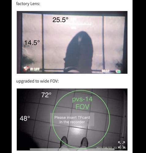 NVG-10 2xCOMBO: Wide 72° (vs oem 25°) FOV lens + 100% invisible iR flip cap. - Picture 4 of 12