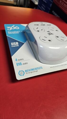 360 Electrical Revolve 3.4 Protezione da Sovratensioni 4 Prese Girevoli 3 Porte USB Bianco - Foto 3 di 4