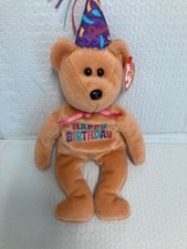 Ty Beanie Baby💜 Celebration The Birthday Bear 8.5" Tan Original  NEW MWMT's