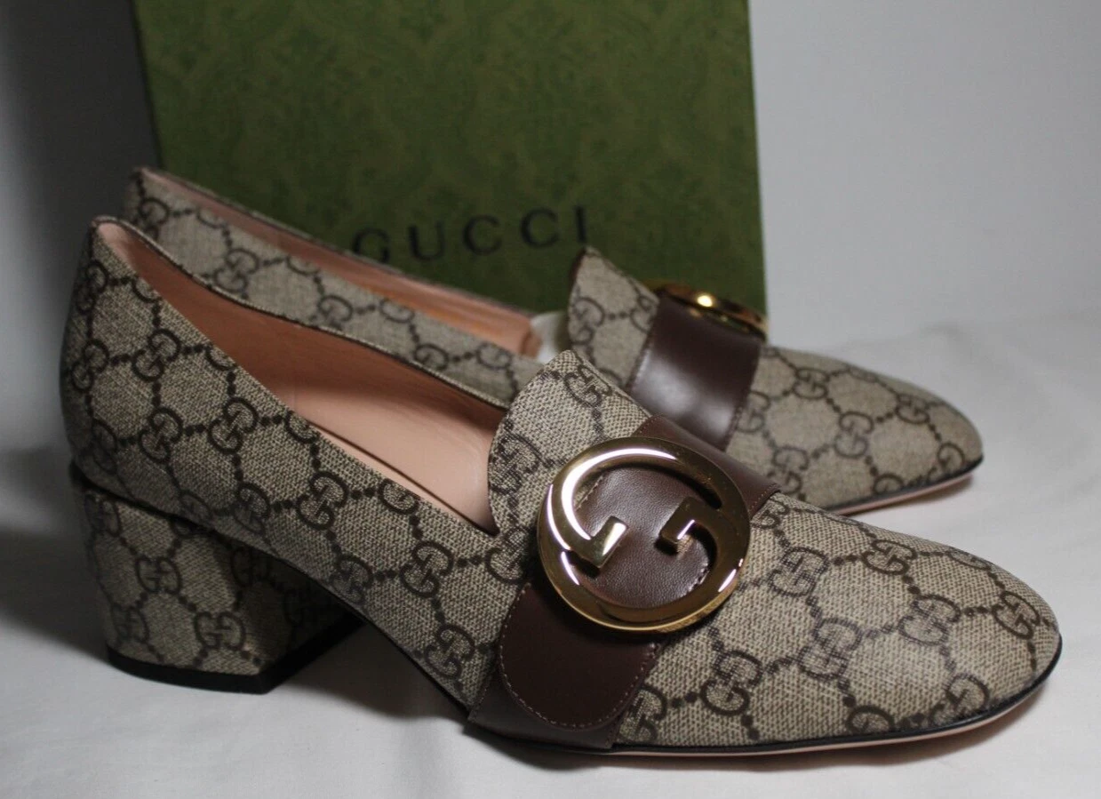 Escarpins Gucci Supreme Blondie à emboîtement GG talon partiel 41 701711 neufs avec étiquette