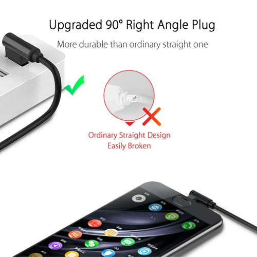 3/6/10FT Charging Cord Elbow 90 Degree Micro USB Cable For Samsung Android 6Pack - Picture 12 of 12
