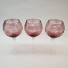 Vtg Lot 3 Mcm Extra Large Long Stemmed Wine Goblets Glassware Gold Flecked 10"