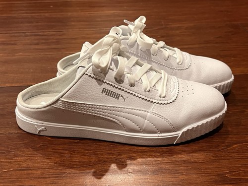 Zapatillas deportivas Puma Carina 371137 de cuero blanco para mujer 8,5 con logotipo