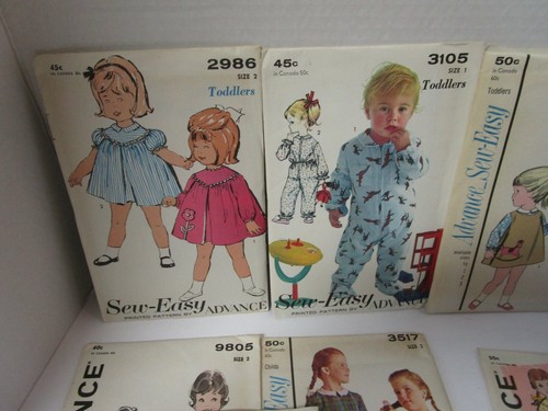 Lot of 9 Vintage Sewing Patterns Uncut Sew-Easy Advance Toddlers Size 2 - Picture 2 of 6