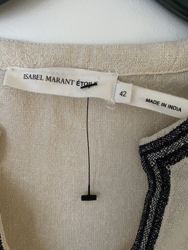$535 ISABEL MARANT ETOILE "Dita " Silk Noil Dress SZ 42 Embroidered RARE! - Picture 7 of 9