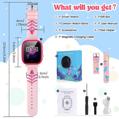 4G Kinder SmartWatches, LBS WiFi GPS Tracker Smartwatch Telefonanruf für Jungen Mädchen - Bild 19 von 33