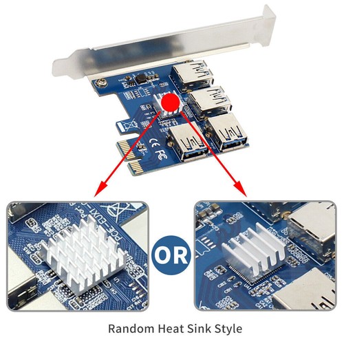 Carte Riser PCIE PCI-E 1x à 16x 1 à 4 USB 3.0 Adaptateur de Emplacement pour Bitcoin Mining - Photo 6/9
