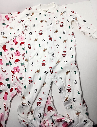 3 - 6 Month Child of Mine Carters Sleep & Play 1st Christmas Baby Sleepers Santa - Picture 3 of 7