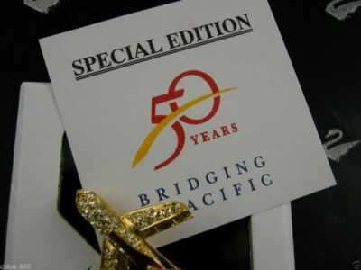 スワロフスキー　no11 SIGNED SWAROVSKI CRYSTAL AIRPLANE PIN~BROOCH 22KT GOLD
