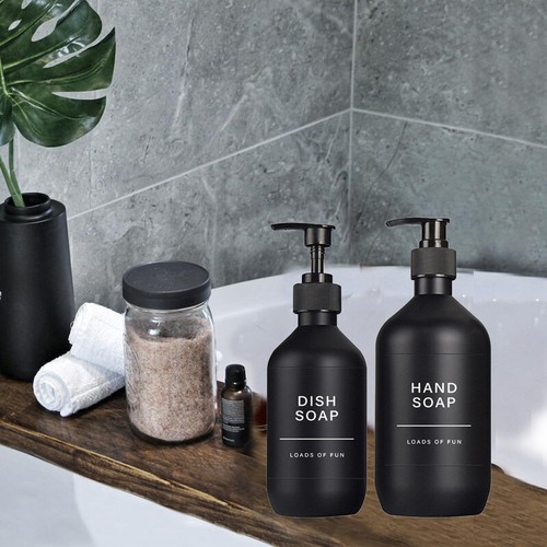 Dispenser Sapone 300ml + 500ml Shampoo Gel Doccia Pompa Vuota Flacone con 12 Etichette - Foto 21 di 27