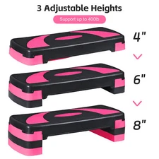 4''-6''-8''Adjustable Aerobic Stepper w/ Risers Health Workout Step 31" Pink