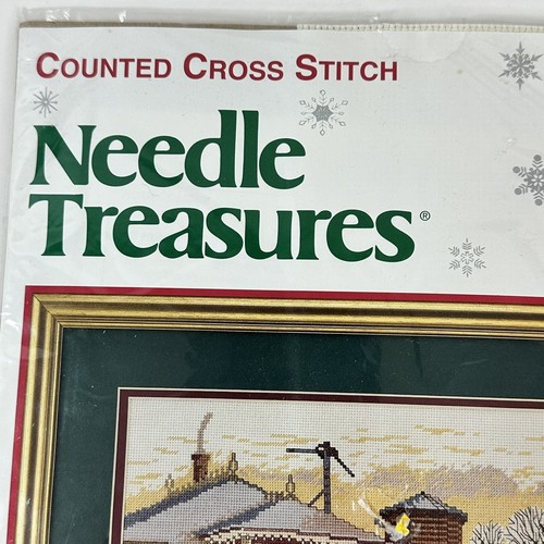 Vtg JCA Needle Treasures Counted Cross Stitch Homecoming Holidays Train Snow - Picture 3 of 7