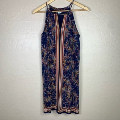 Max Studio Floral Print Halter Dress Women's Size Small Blue Multi