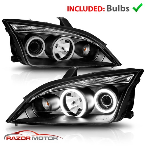 LED Halo 2005 2006 2007 For Ford Focus Black Projector Headlights Pair - Picture 5 of 11