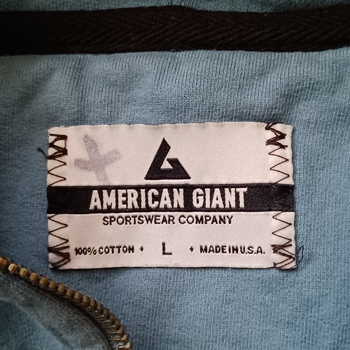 American Giant Hoodie Mens Large Blue Indingo Sweatshirt Full Zip Fleece USA - Picture 2 of 19