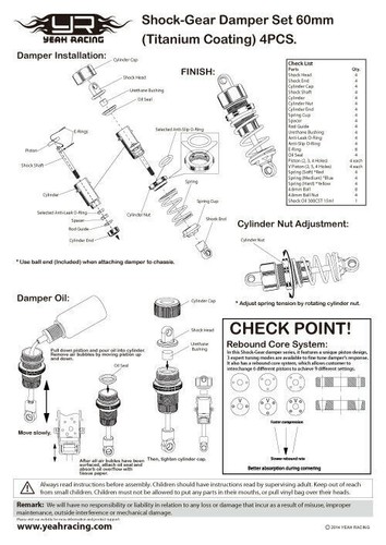 YEAH RACING ALUM. ÖLDRUCK STOßDÄMPFER 60mm FÜR TAMIYA TT-01 TT-02 # DSG-0060BU - Bild 4 von 5