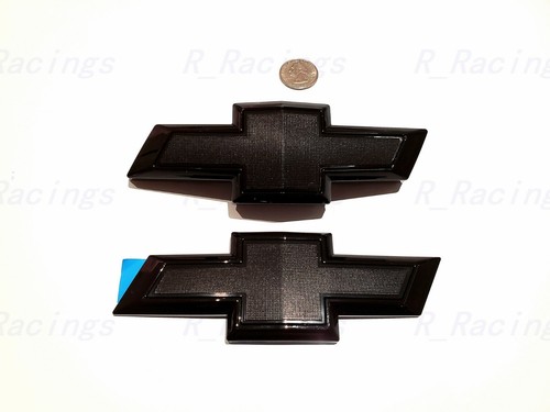 Front Rear Gloss Black Bowtie Emblems Fit For 2016-2024 Chevrolet Camaro Custom - Picture 3 of 8