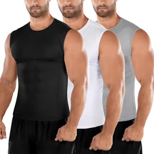 Mens Compression Armour Base Layer Top Sleeveless Thermal Gym Sports Shirt Vests