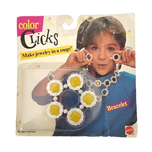 Vintage 80s Color Clicks Bracelet Mattel Nostalgic Vtg Snap Jewelry for Kids