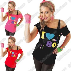 Détails sur Nouveau Femme I Love 80 s Imprimé Costume Robe Fantaisie Fluo Festival Costume T,shirt Top, afficher le titre d\u0027origine